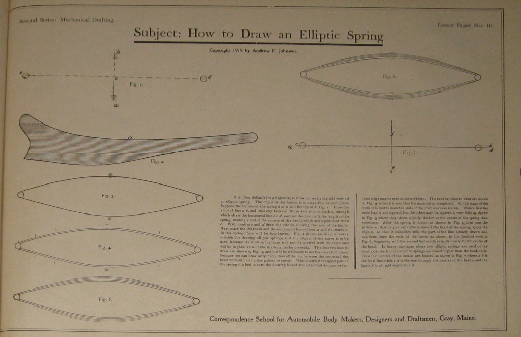 second-series-mechanical drafting lesson-paper-10-howto draw an elliptical spring